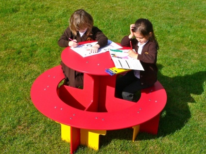 Children's Round Recycled Plastic Picnic Table - Rainbow Range